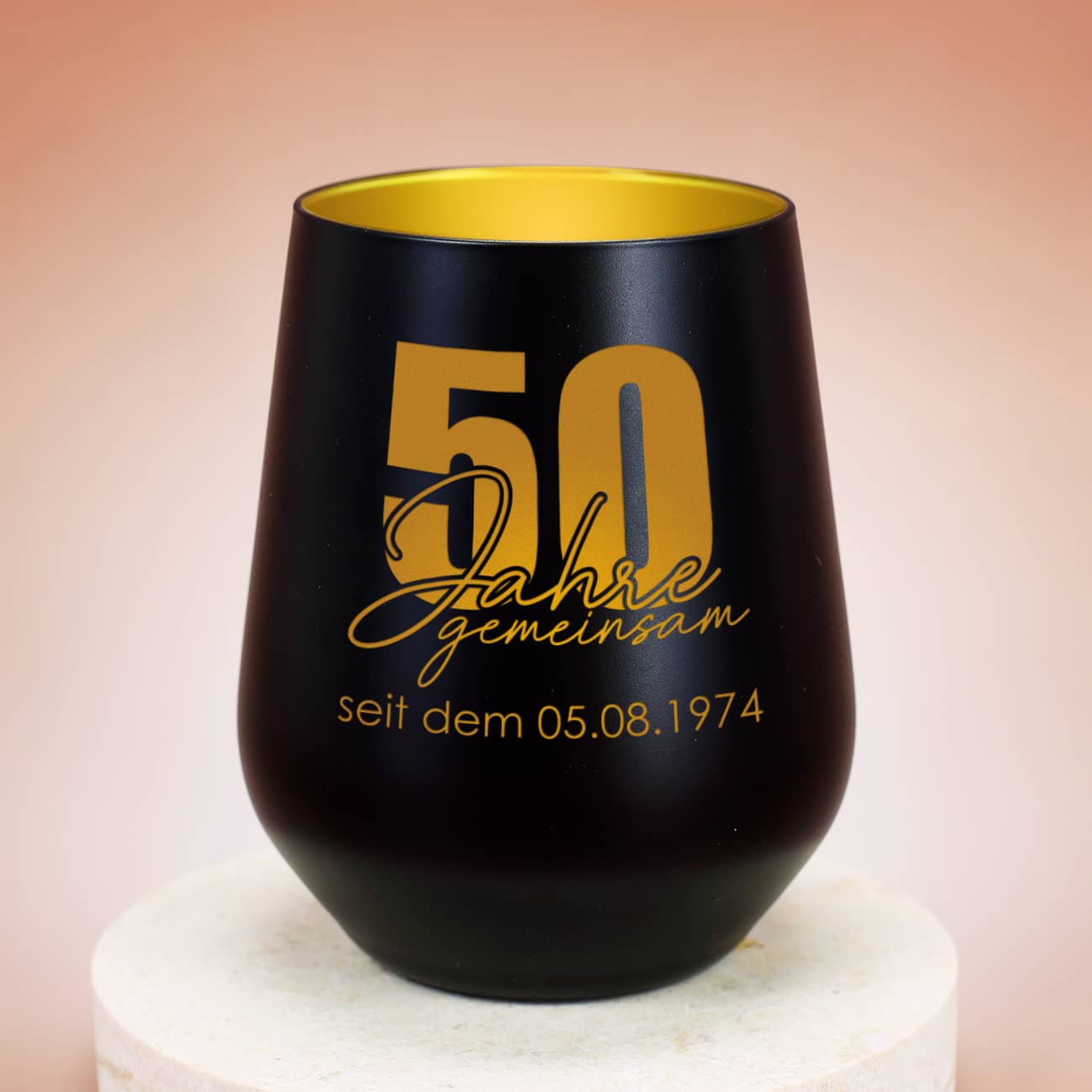 Windlicht - 50 Jahre gemeinsam - in schwarz oder weiß zur Goldhochzeit – Bild 6